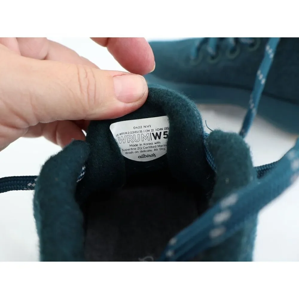 Allbirds Wool Runner Mizzles Sneakers High Top Women Size 5 Teal Merino Wool